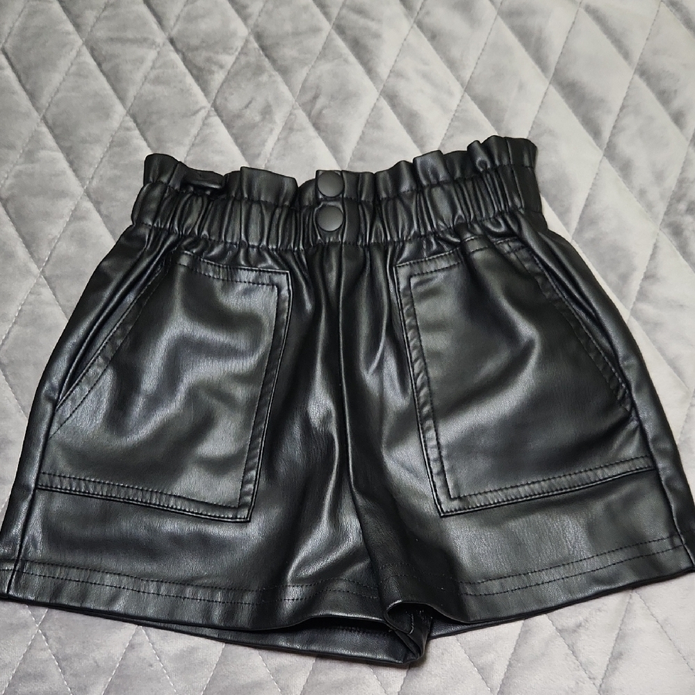 Zara Kids Black Faux Leather Shorts